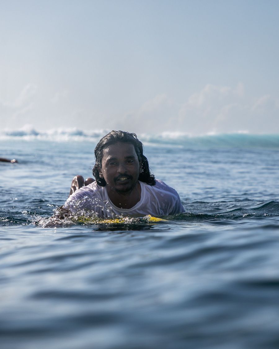 Malik Saeed in the water off Thulusdhoo