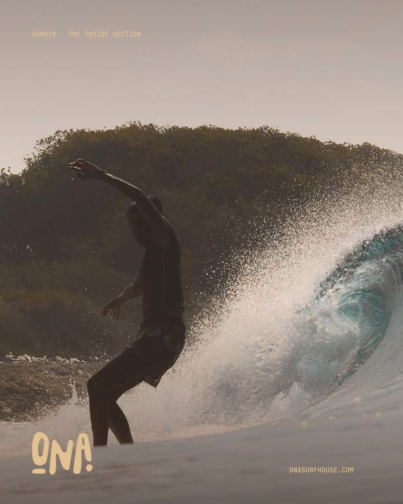 A surfer driving through the inside section at Honkys
