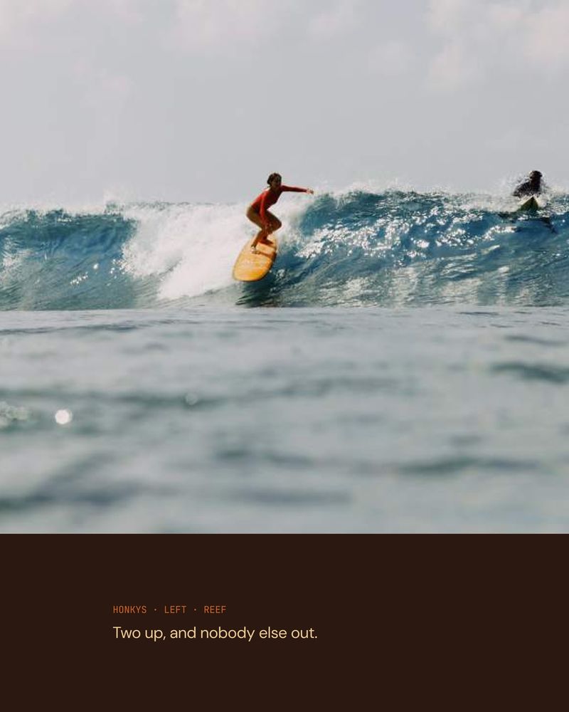 Two surfers sharing an empty lineup