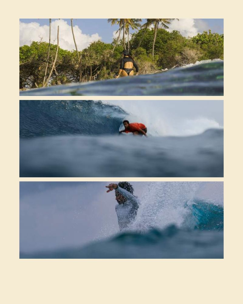 Three stills from one wave, stacked as a sequence